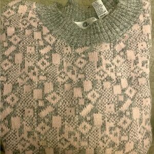 Vintage Pink and Gray Patterned Sweater